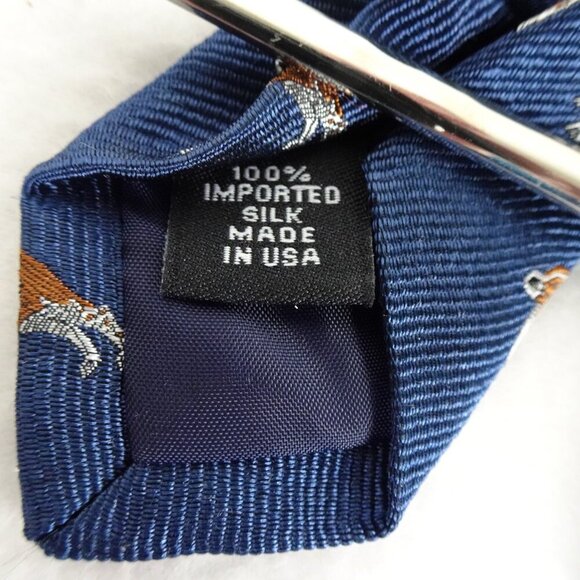 Chipp Neckwear Beagle Dog Necktie Tie Men's Blue Silk Preppy Made in USA - Picture 6 of 6